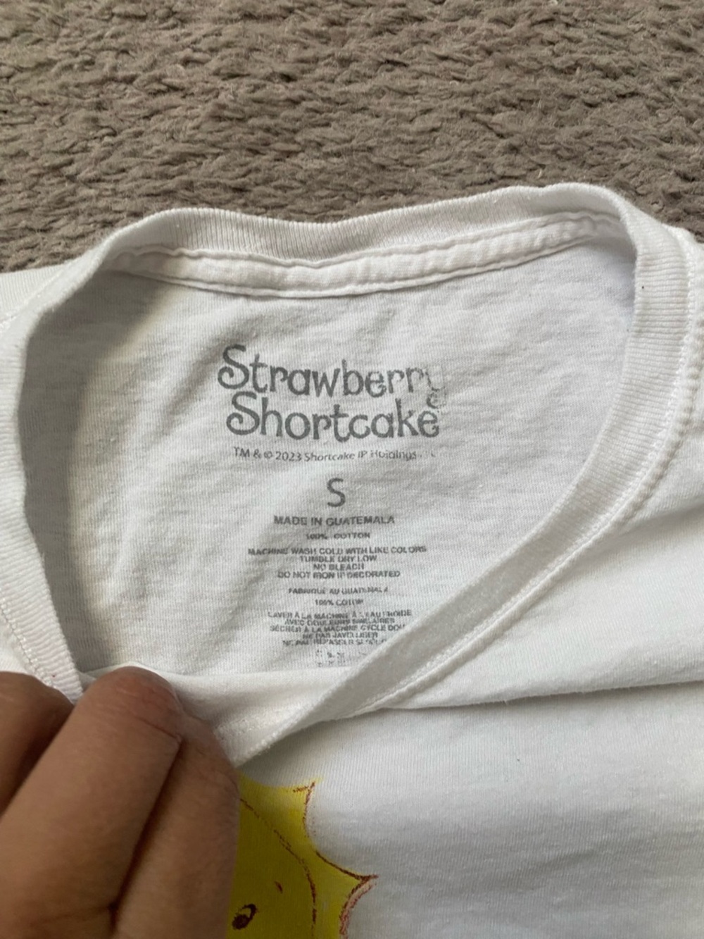 Strawberry Shortcake White Graphic Women’s  T-Shirt - Pink & Yellow Print - Picture 3 of 4